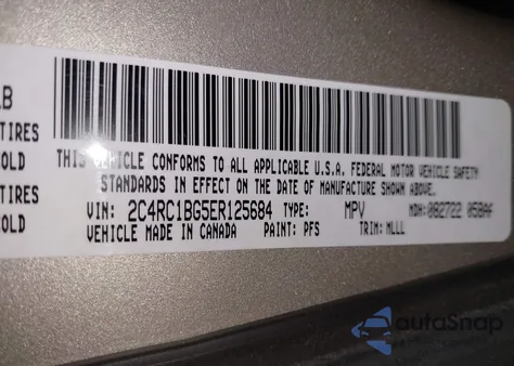 2014 Chrysler Town & Country Touring z USA, uszkodzony, nr VIN 2C4RC1BG5ER125684